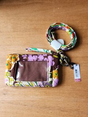 Vera Bradley Zip ID Case & Lanyard Evening Garden NWT